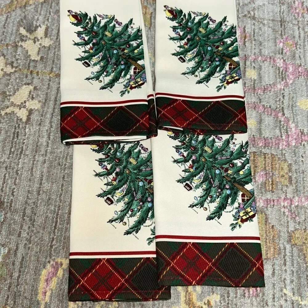 Spode Christmas Napkins Set of 4 Festive Holiday Table Linens Iconic Tree Design